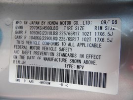 2009 HONDA CR-V LX SILVER 2.4L AT 2WD A18864
